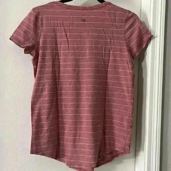 Lululemon Love Tee V Short Serve Stripe Heathered So Merlot White - Picture 4 of 10